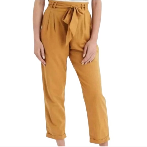 American Eagle Outfitters AEO Mustard Yellow Cotton Linen Blend Comfy Pants XS - Picture 6 of 8